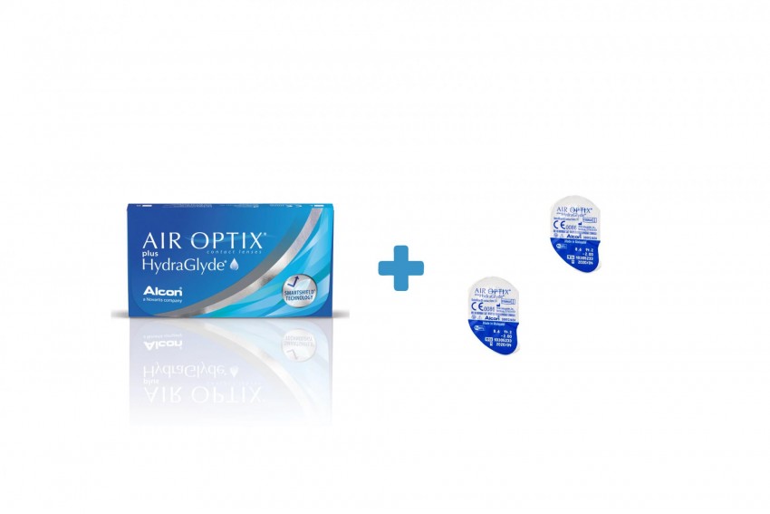 AIR OPTIX plus HYDRAGLYDE Μηνιαίοι (6 pack) + 2 ΦΑΚΟΙ ΔΩΡΟ